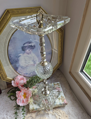 Vintage standing ashtray glass - vintage,